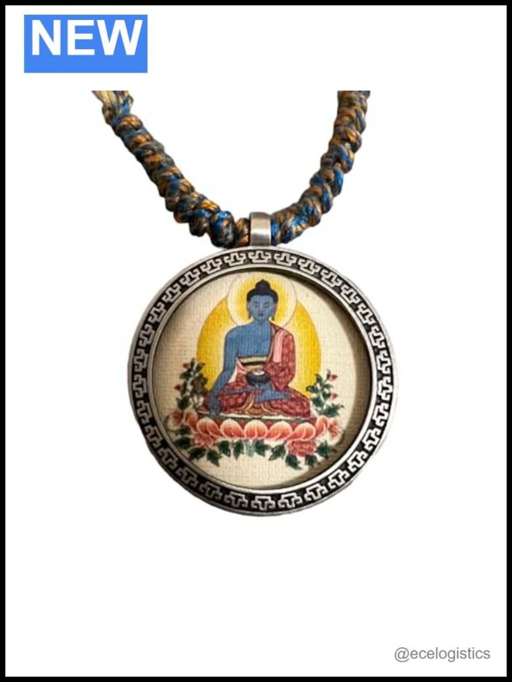Handmade Tibetan Medicine Buddha Pendant Necklace Copper Cotton Rope Adjustable